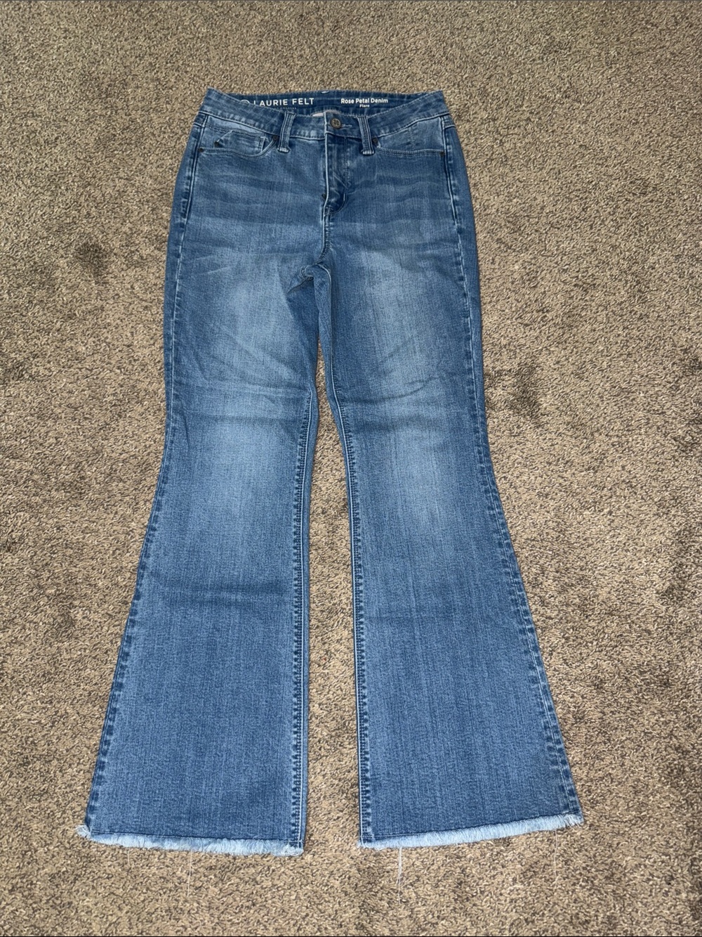 Laurie Felt Mid-Blue Rose Petal Denim Flare Jeans